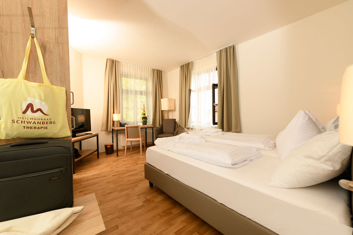 Ansicht eines Doppelbettzimmer im Kur- und Gesundheitshotel Heilmoorbad Schwanberg