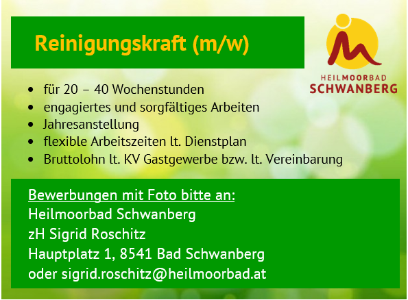 Stellenangebot im Heilmoorbad Schwanberg